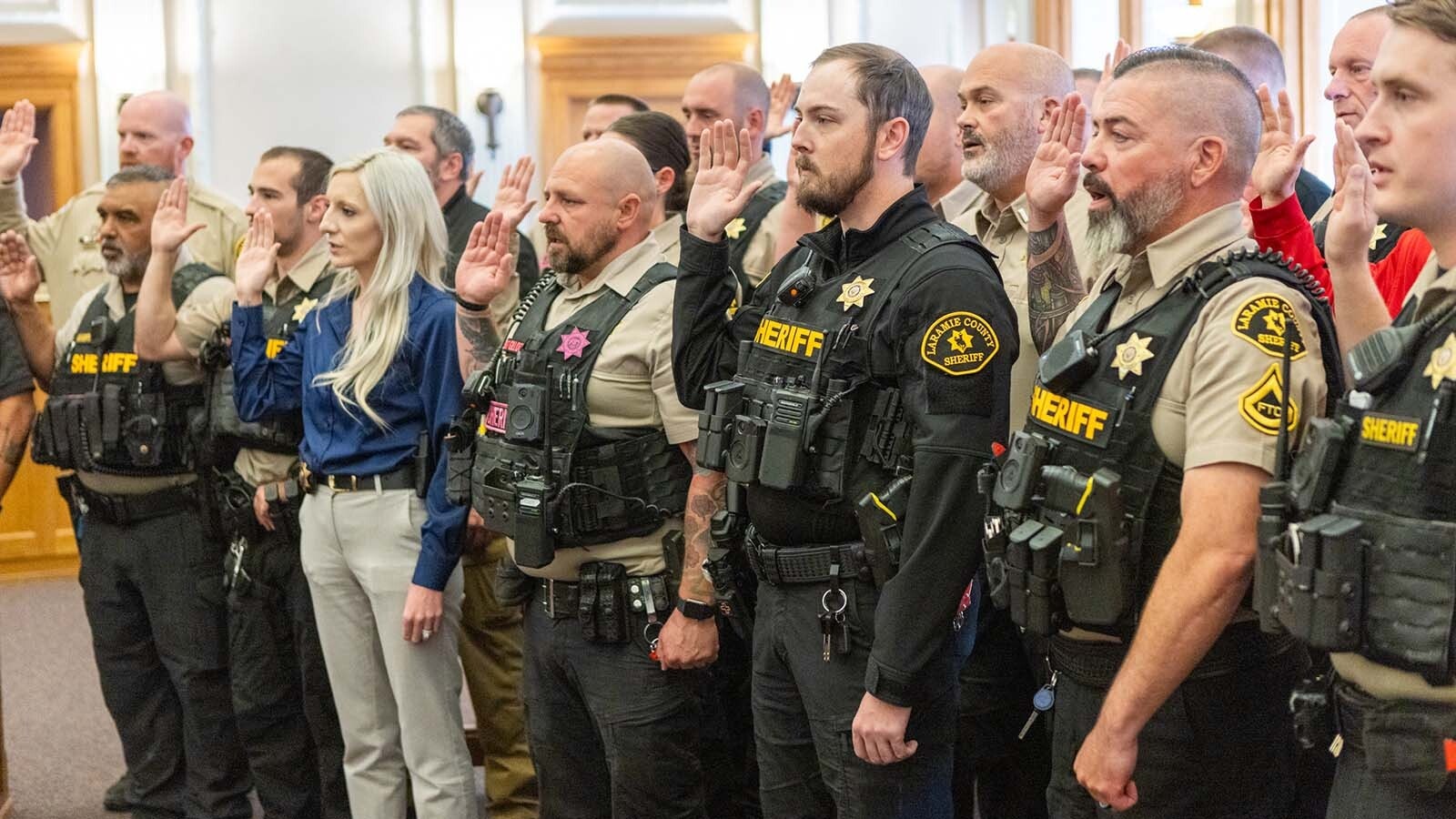 A force of 25 Laramie County Sheriff's Office deputies and officers were sworn in by ICE and authorized to enforce immigration law under Title 8, Section 287(g) of the Immigration and Nationality Act on Oct. 1, 2025, in Cheyenne.