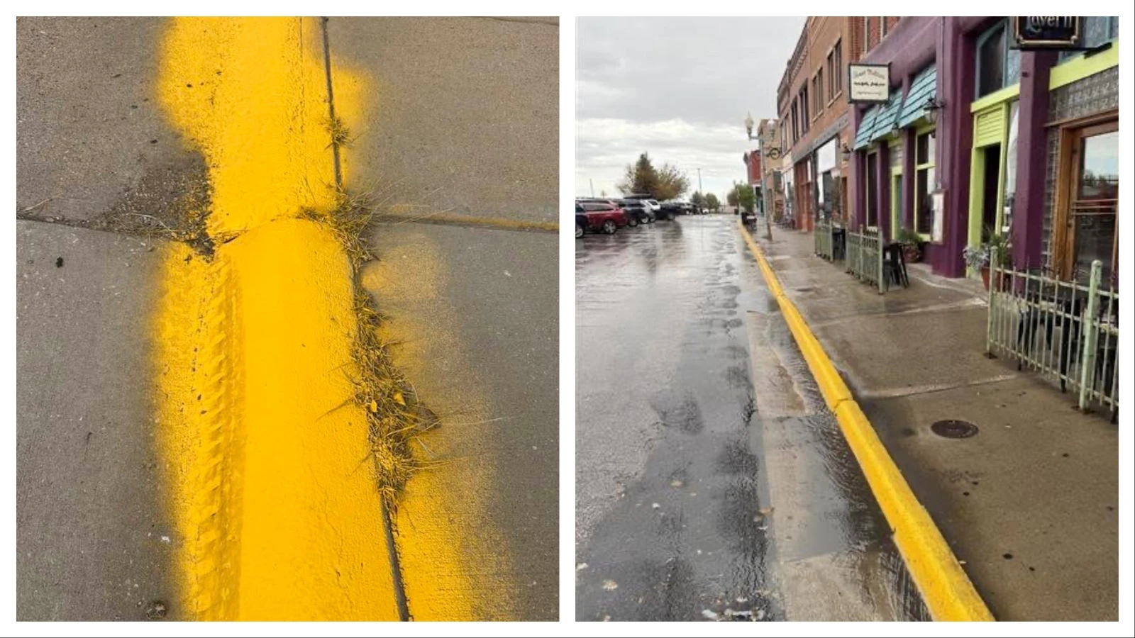 Before and after looks at the Laramie curb painting job.