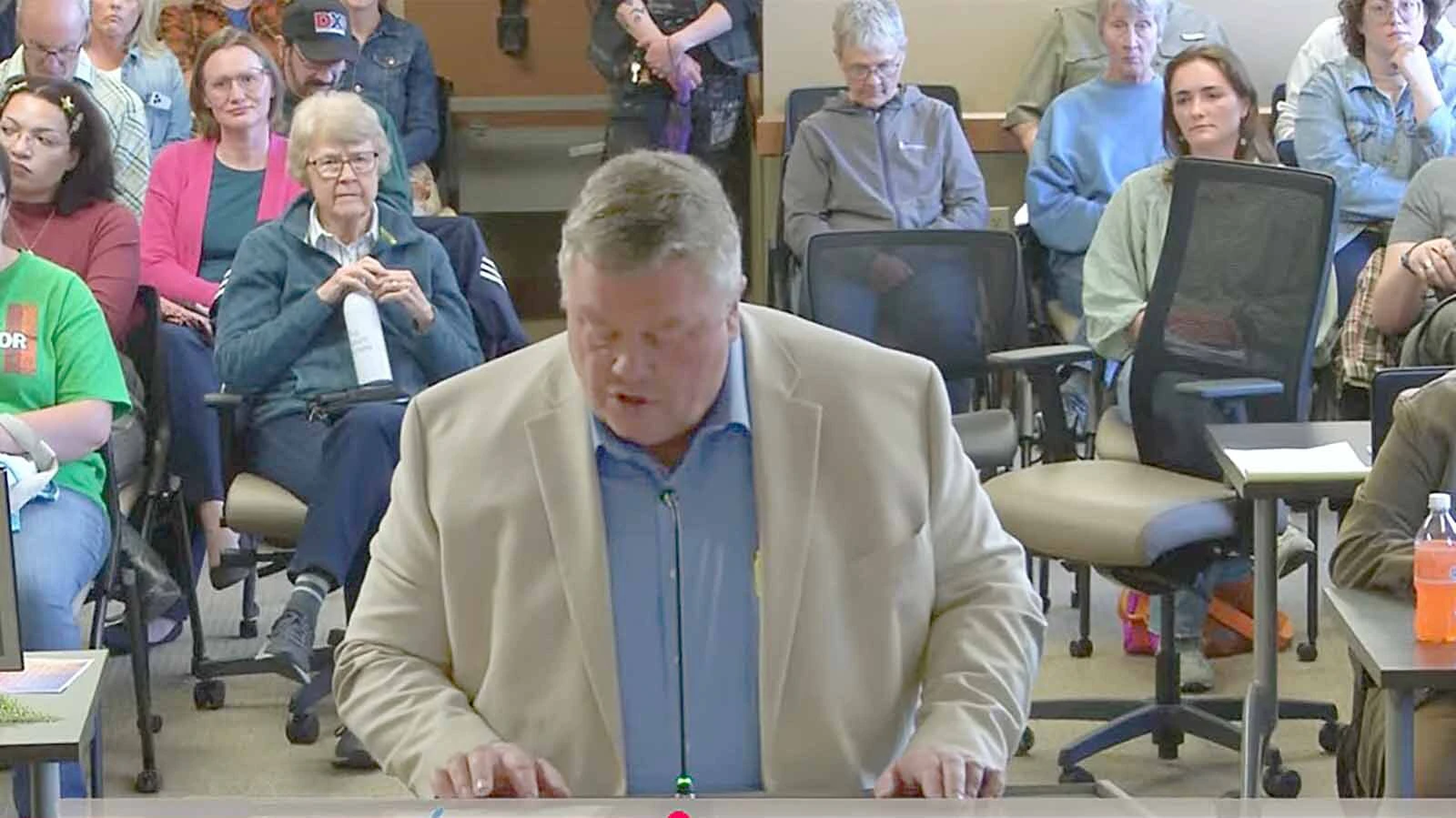 Laramie resident Richard Martin speaks out against data centers at a City Council meeting Tuesday, June 3, 2026. He asked the council to consider a permanent moratorium on data centers.