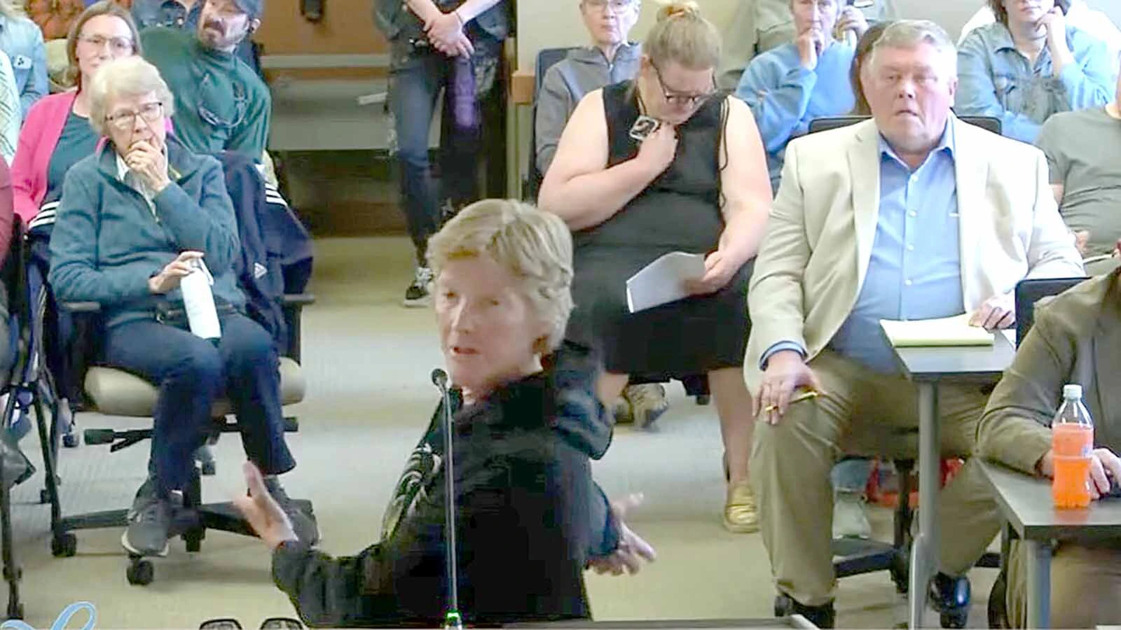 Laramie resident Petty McCracken speaks out against data centers at a City Council meeting Tuesday, June 3, 2026.