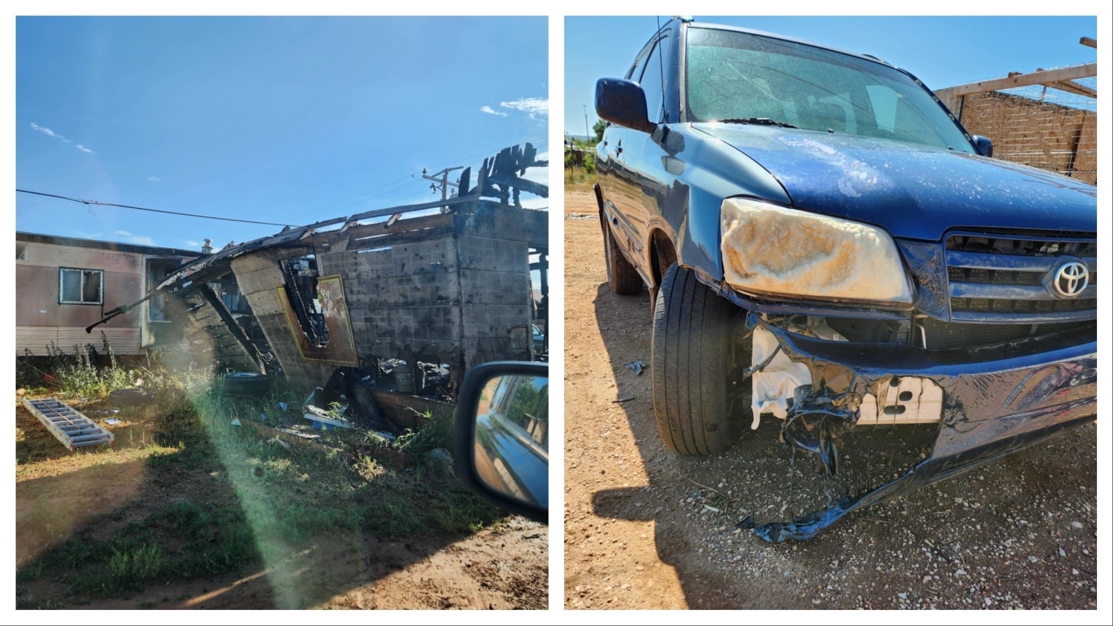 A fire that destroyed a man’s home and storage shed just south of Laramie late Friday also damaged a nearby camper and vehicle.