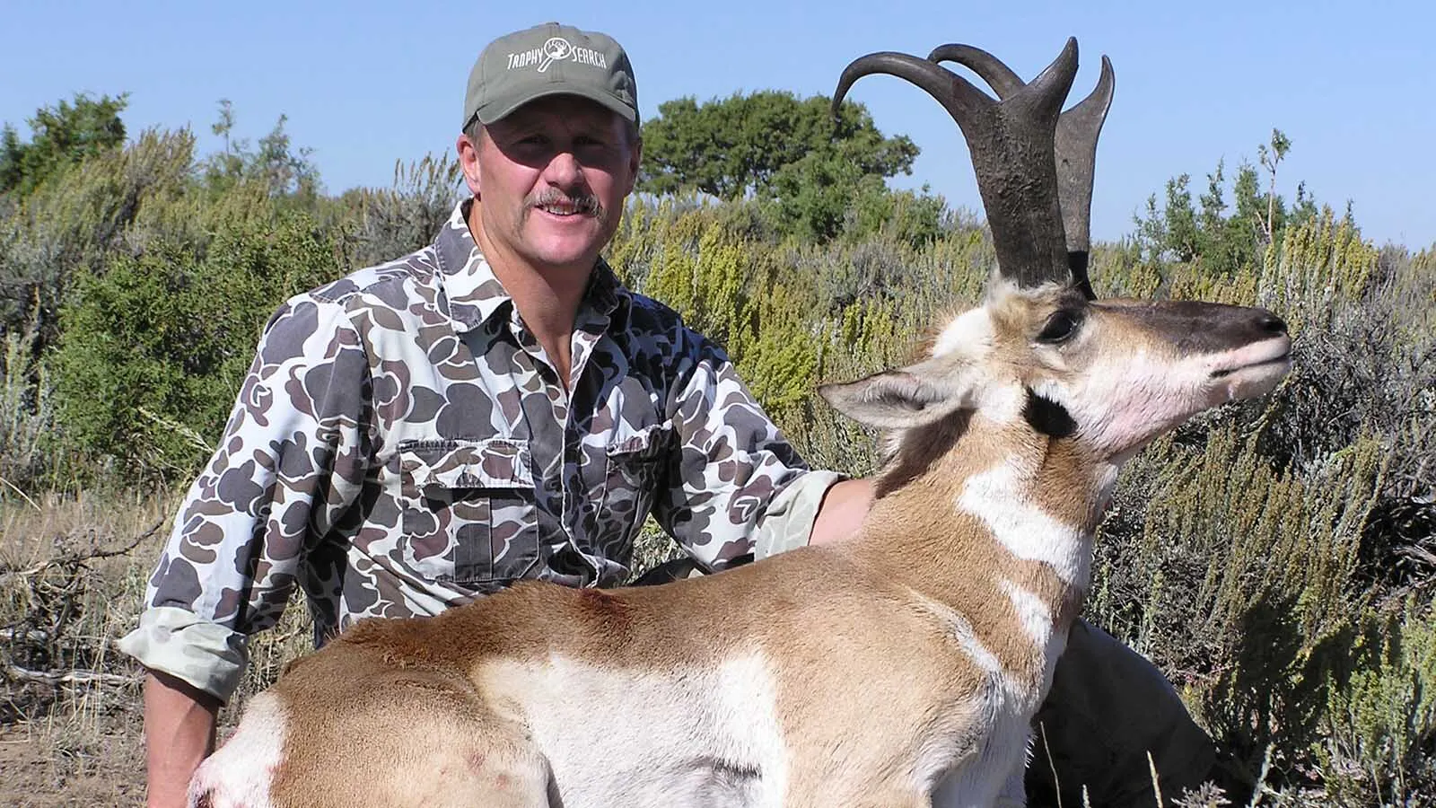 Larry Hicks shot this Boone and Crockett record book trophy buck pronghorn in 2007. It scored 85 6/8 inches gross, 85 inches net. Hicks said, “This antelope was 16 ¼ inches long (in the horns), but if you looked at him straight on, he did not look long because of the horns sweeping back and the curve above the prong. Most hunters overlook this feature. That is why it is essential to have a good side profile look to judge length of horns.