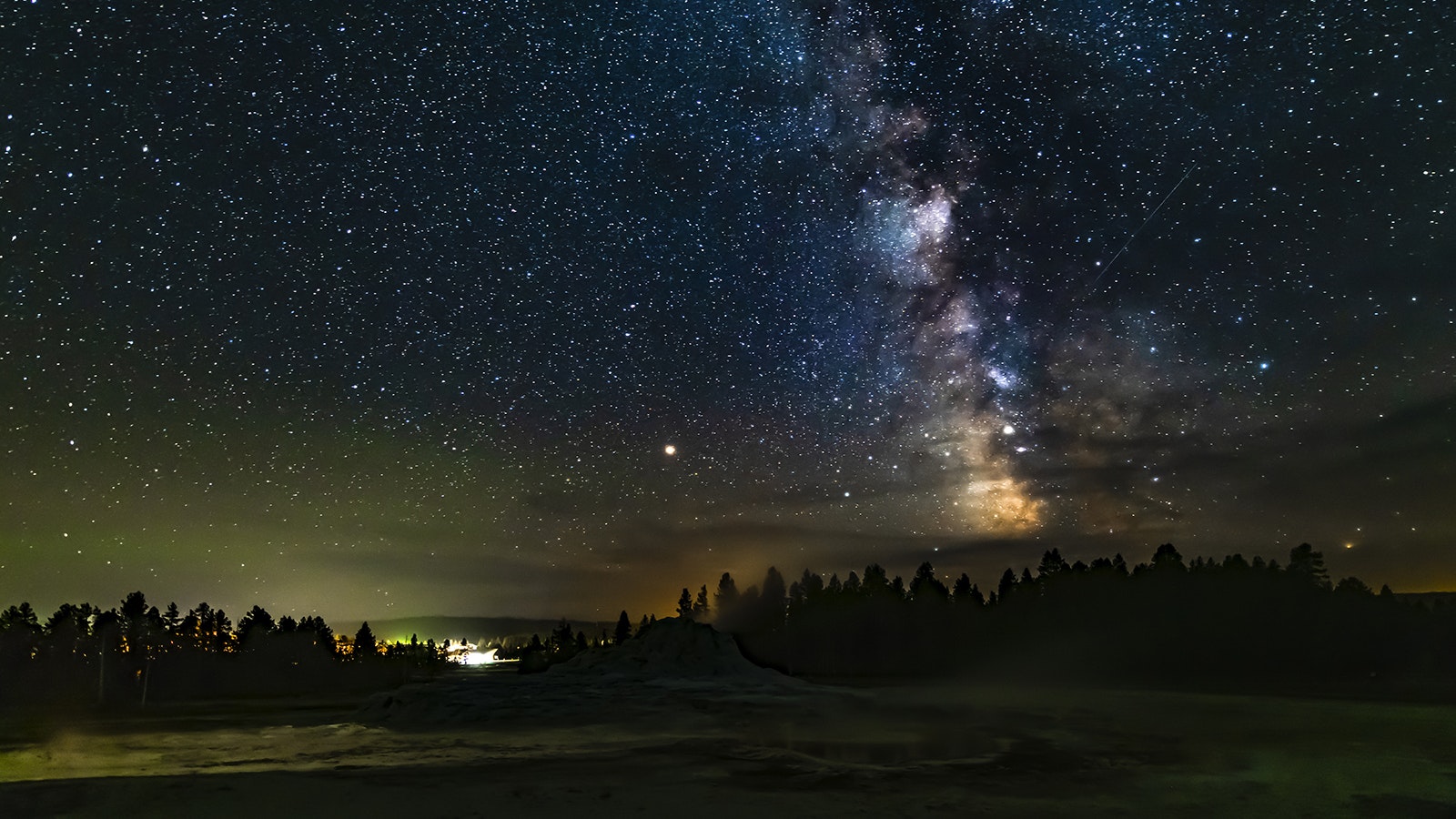 One of the composite shots taken at Castle Geyser capturing the Milky Way.