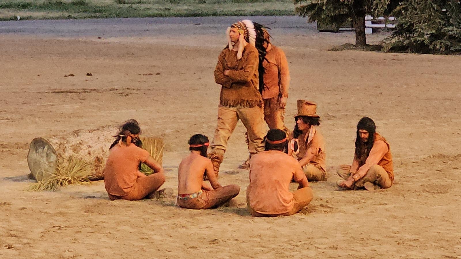 A group of Indian braves play games in the Legend of Rawhide.