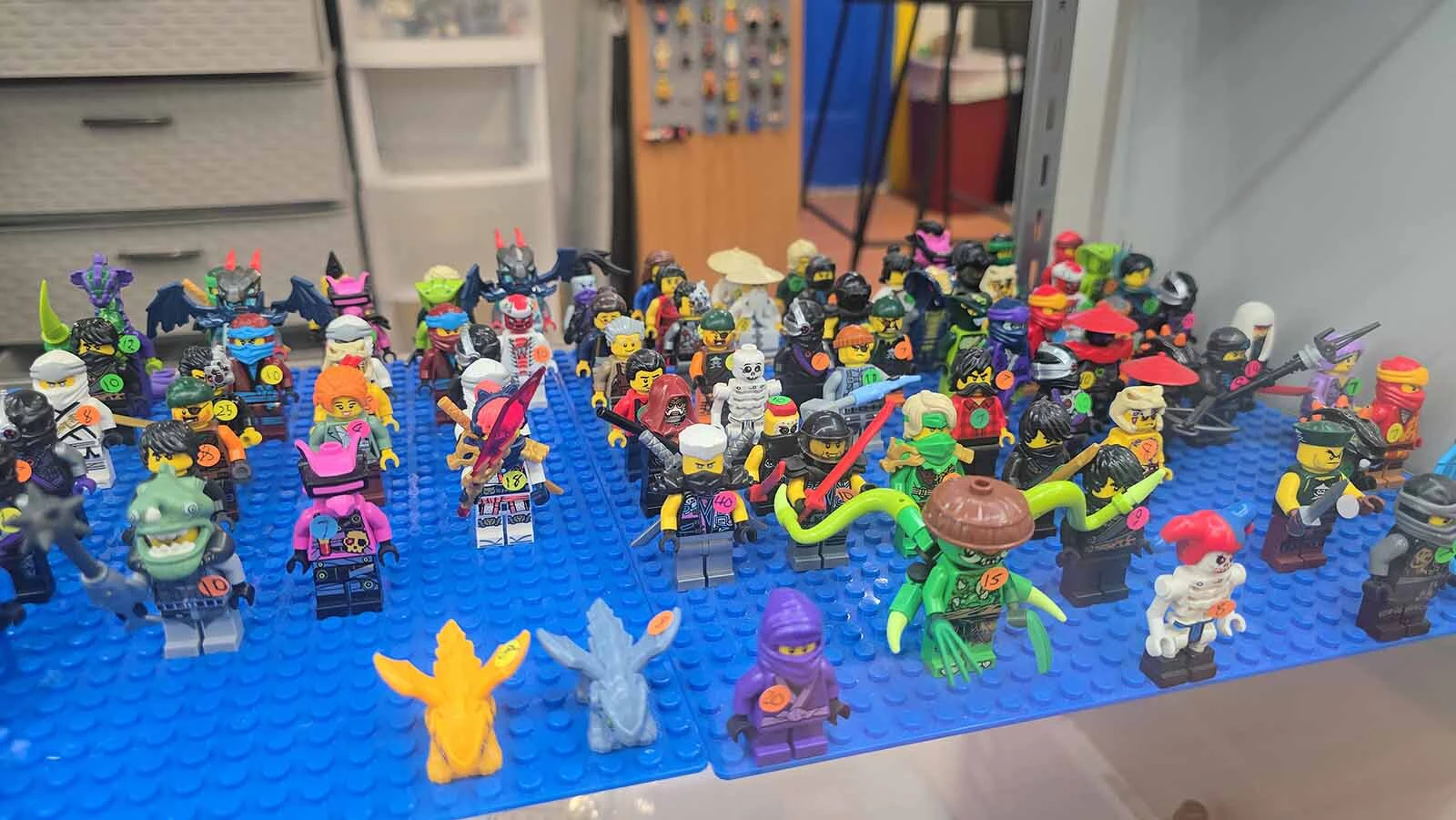 Some of the minifigurines at Wyoming BrickWorks in LaGrange.