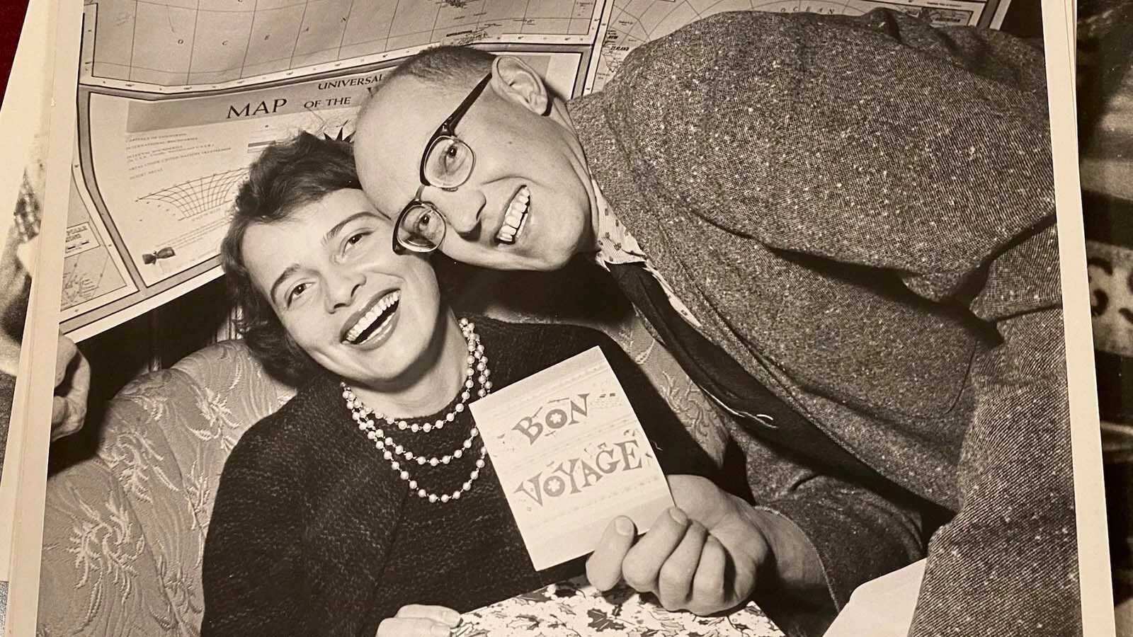 Leona and Dean Conger at a going away party at The Denver Post to go work for National Geographic.