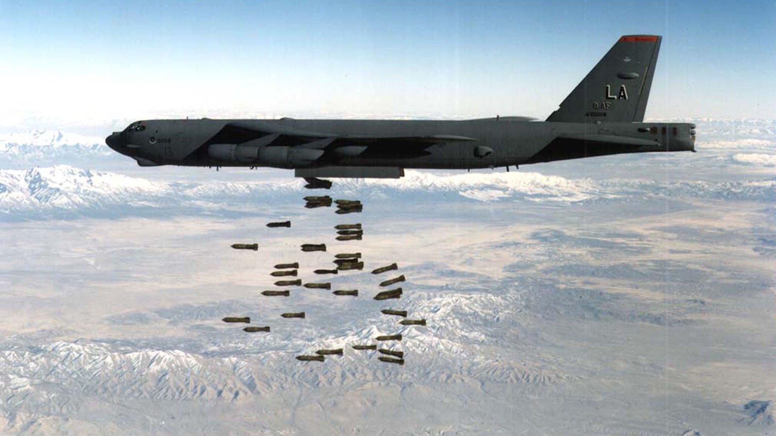 B-52 Stratofortress drops boms in this undated file photo.