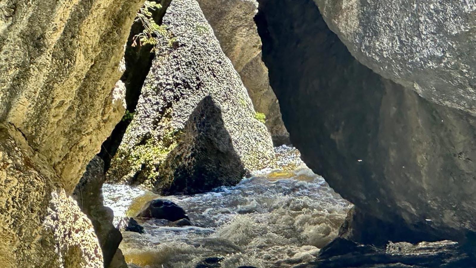 Crazy Woman Canyon where the Creek cuts through the rock formations.