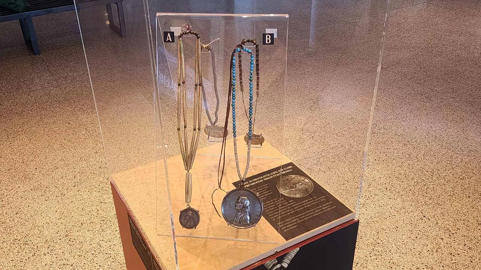 The two rare Jefferson peace medals given out during the 1804 Lewis and Clark expedition in the Buffalo Bill Center of the West's collection. The large medal on the right is one of only three.