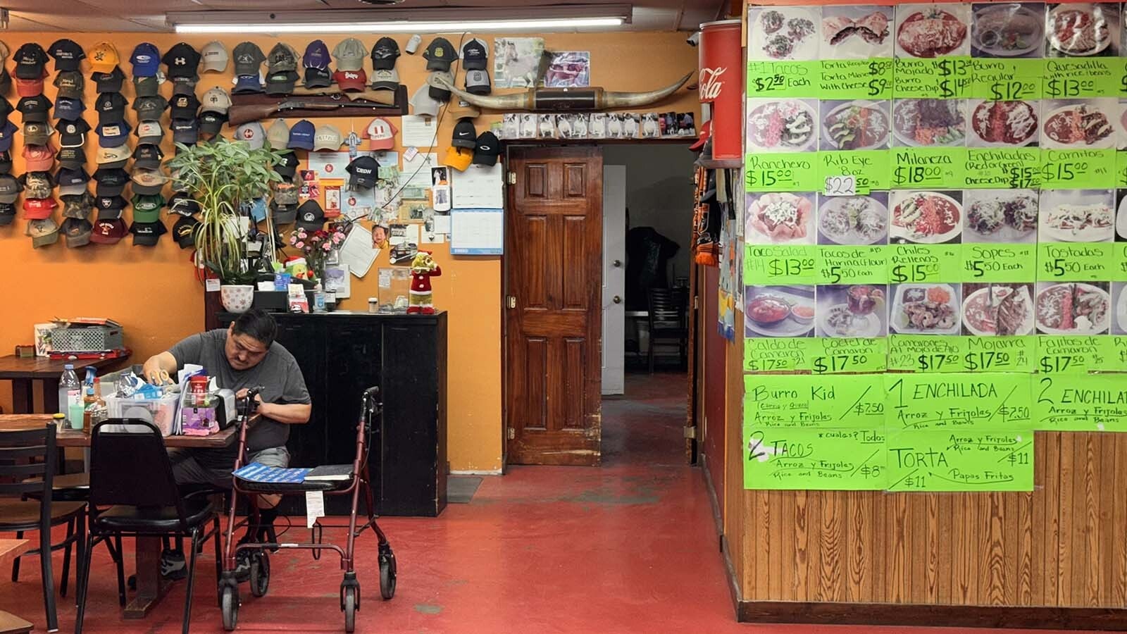 Armando Martinez in Los Jalapenos Mexican restaurant across the road from the Tyson beef plant. Business already is down since the company announced the plant will close next month. He's worried about what happens when the doors shut.