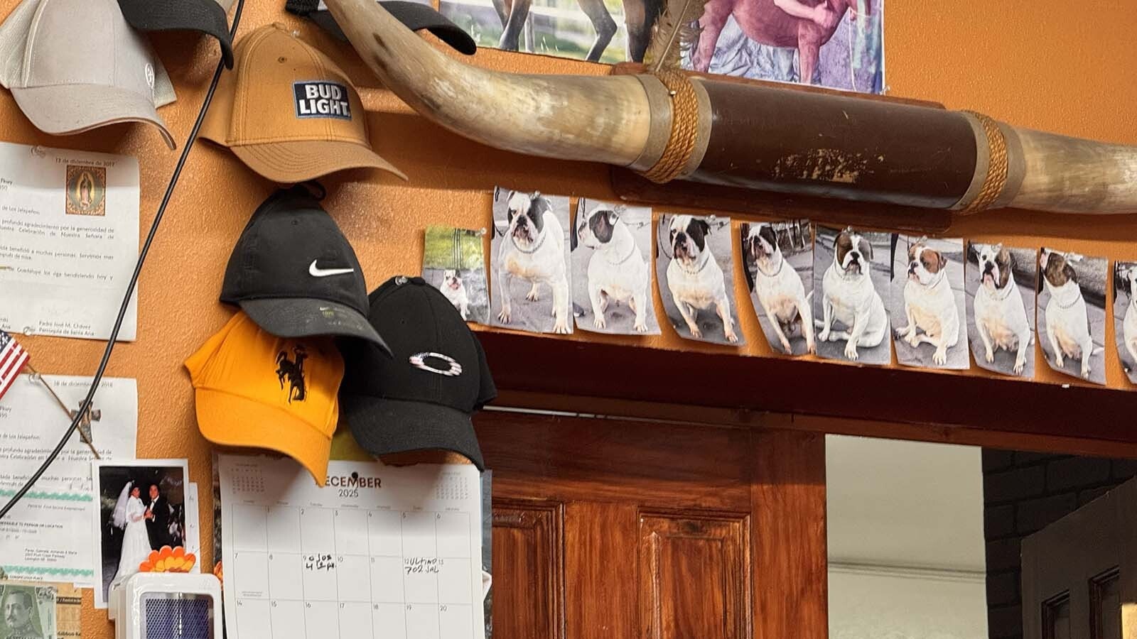 Armando Martinez collects hats at Los Jalapenos restaurant, and says the Wyoming hat his is favorite.