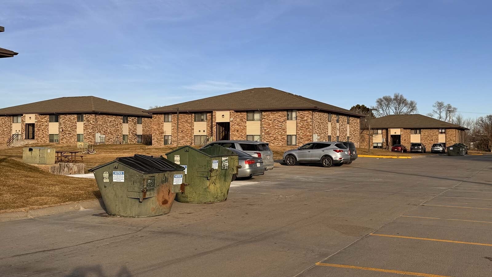 About 3,200 of Lexington, Nebraska’s 11,000 residents work at a huge Tyson Foods beef processing plant — for another month. News that the plant will close next month was an unexpected “gut punch” many fear will devastate this rural cow town. Above are apartments that house some of the plant's workers.
