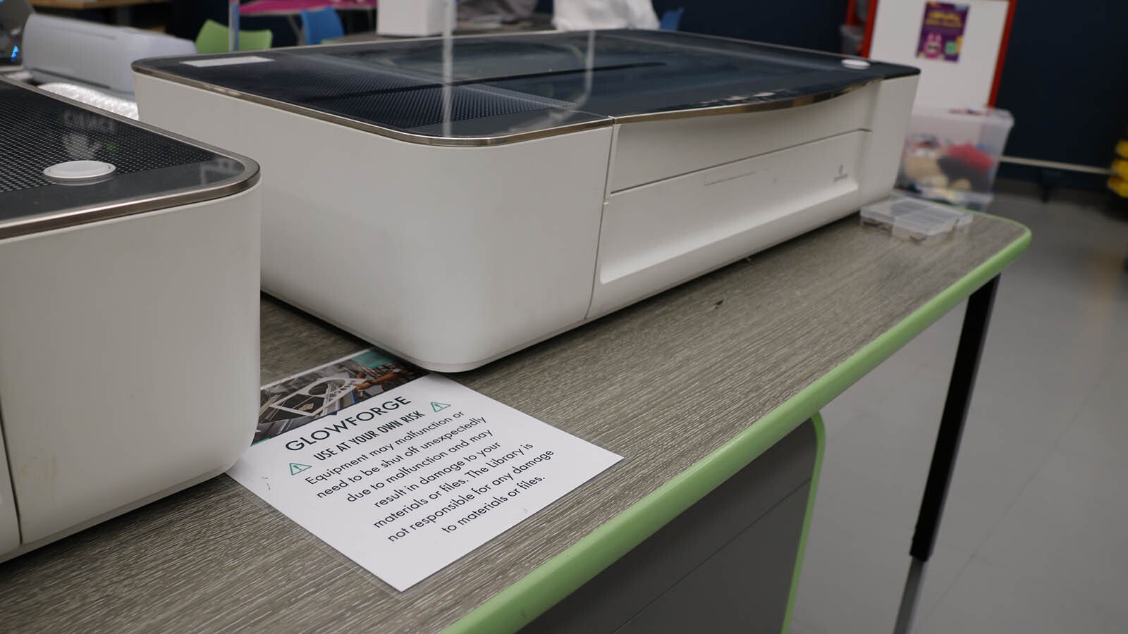 Glowforge machines use lasers to cut and engrave material and objects for crafts and other purposes.