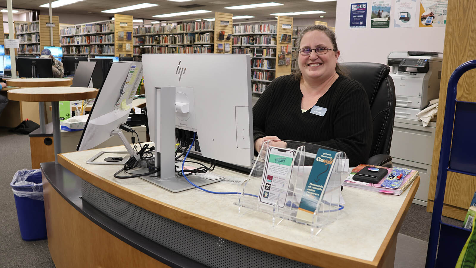 Kellie Humphries works in the Adult Services section of the library and said she really enjoys her work helping people.