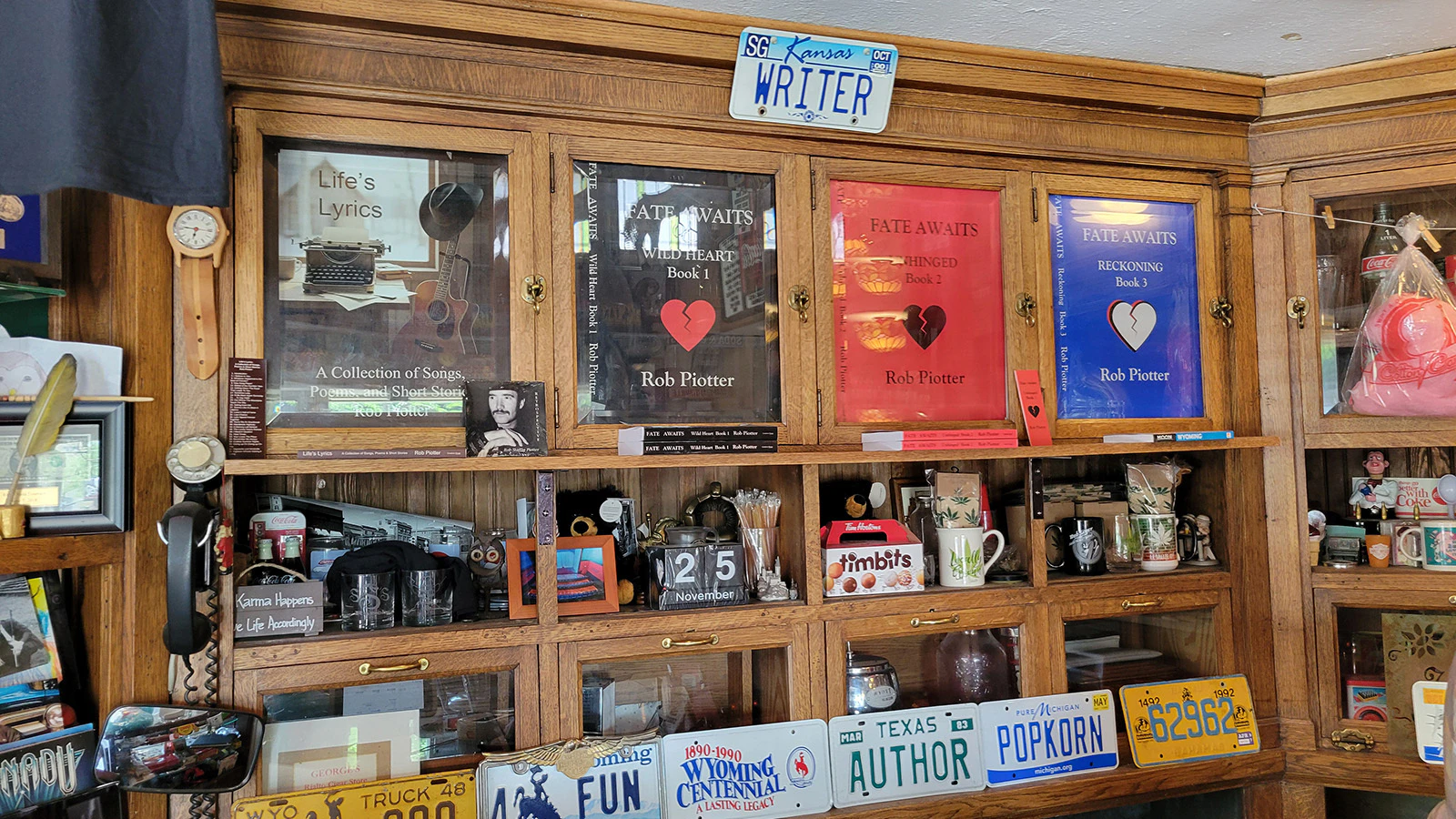 Rob Piotter's own eclectic license plate collection is on display in Casper's Rialto Soda Fountain, which he owns.