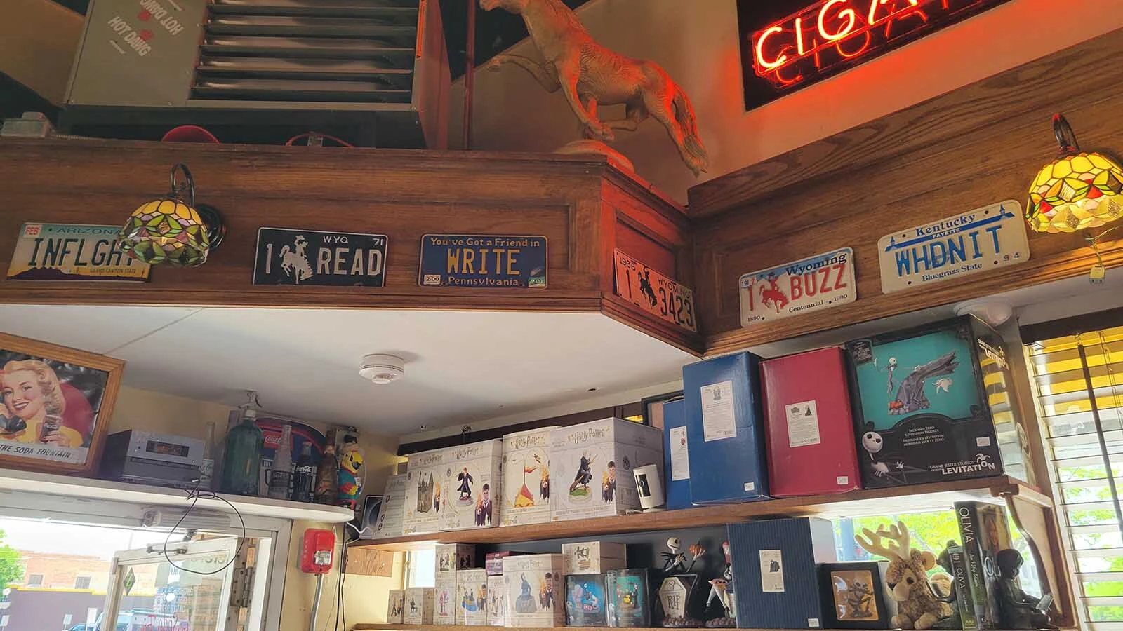 Rob Piotter's own eclectic license plate collection is on display in Casper's Rialto Soda Fountain, which he owns.