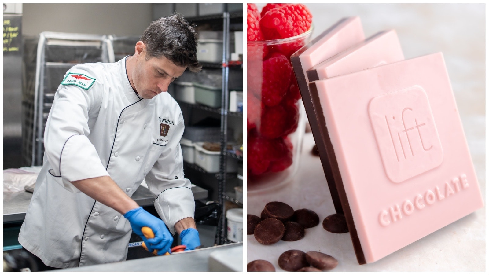 Brandon Busch spent 10 years in the U.S. Marine Corps, including as a helicopter pilot in Afghanistan. Now he makes decadent, gourmet chocolates for the historic and upscale Stanley Hotel in Estes Park, Colorado. But his military background is never far from his mind, or his work. He creates military insignias and American flags from chocolate, and wears a call sign patch on his chef's coat.