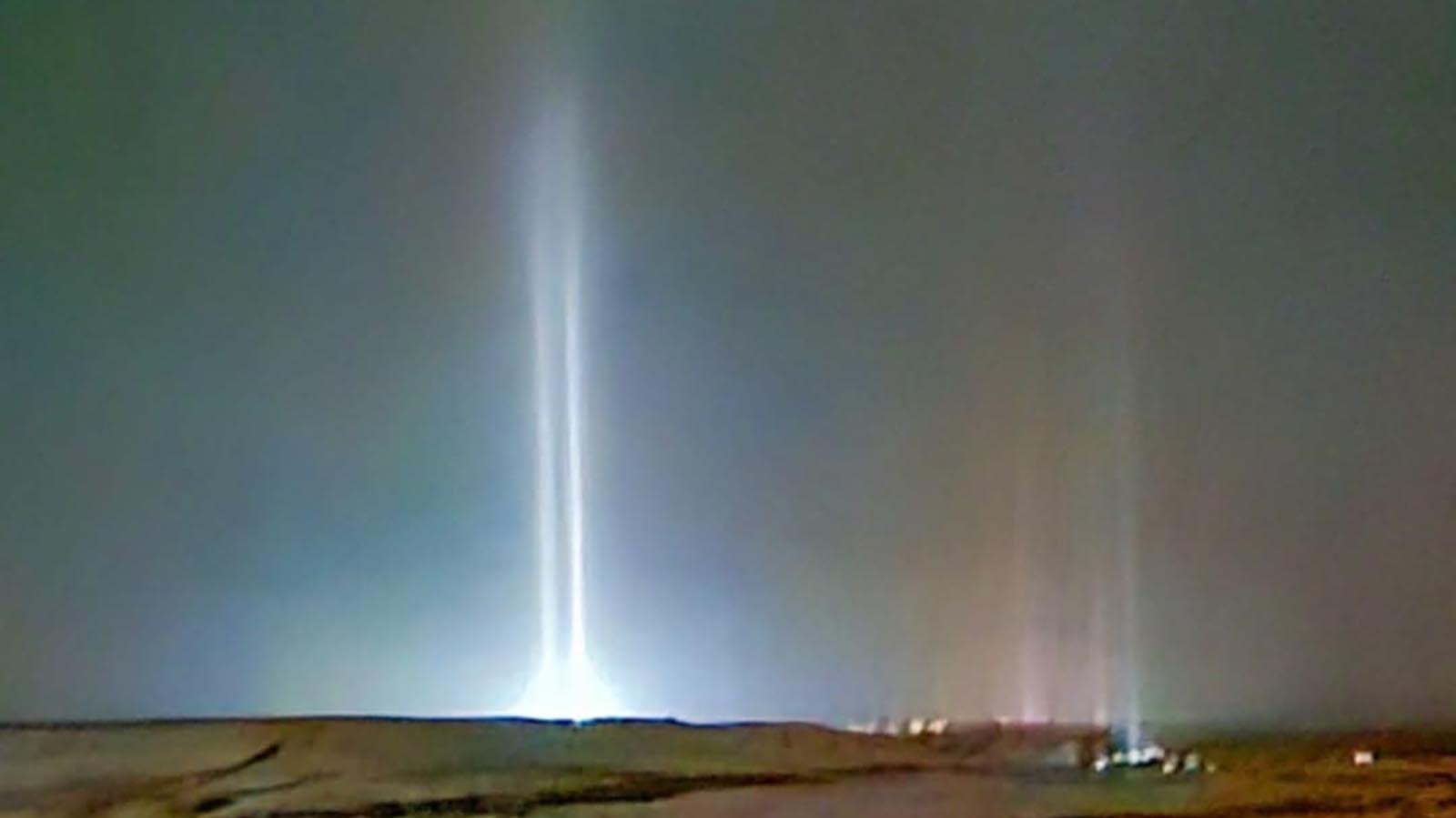 Winnie Molnar stopped to take this photo of light pillars she saw while driving from Worland to Basin.