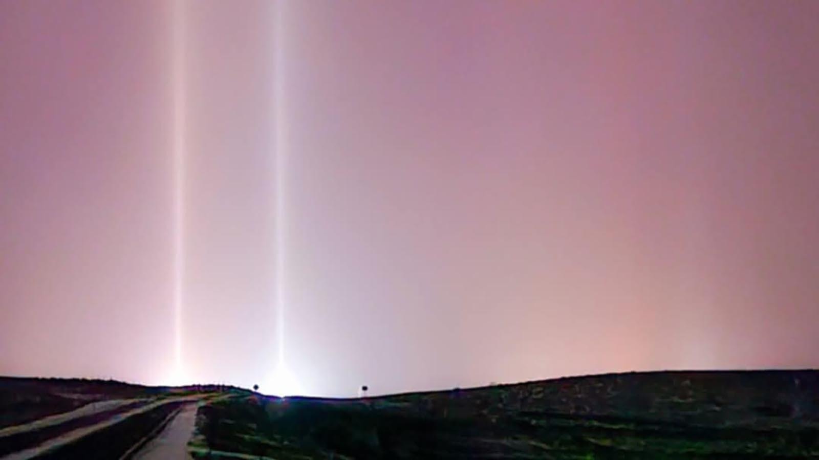 Winnie Molnar stopped to take this photo of light pillars she saw while driving from Worland to Basin.