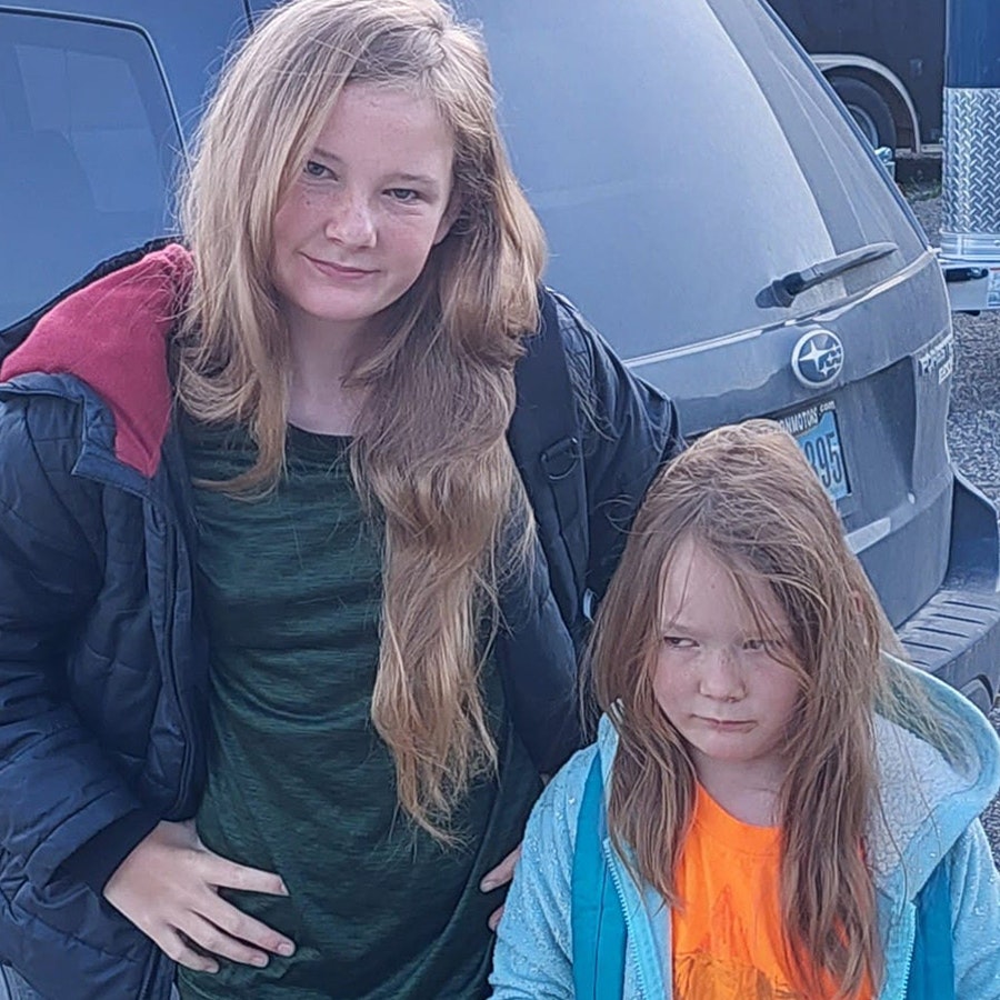 A pair of Wyoming girls missing for 74 days after their mother took them from home in February have been found safe and reunited with their father. This photo is from the poster asking people to look out for the girls.