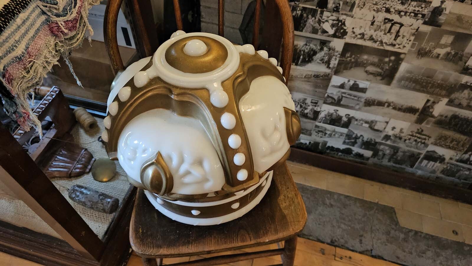 An old Standard Oil Crown from the old Coyote Springs gas station, displayed during the Alliance for Historic Wyoming's Lincoln Highway "Unbarred" tour.