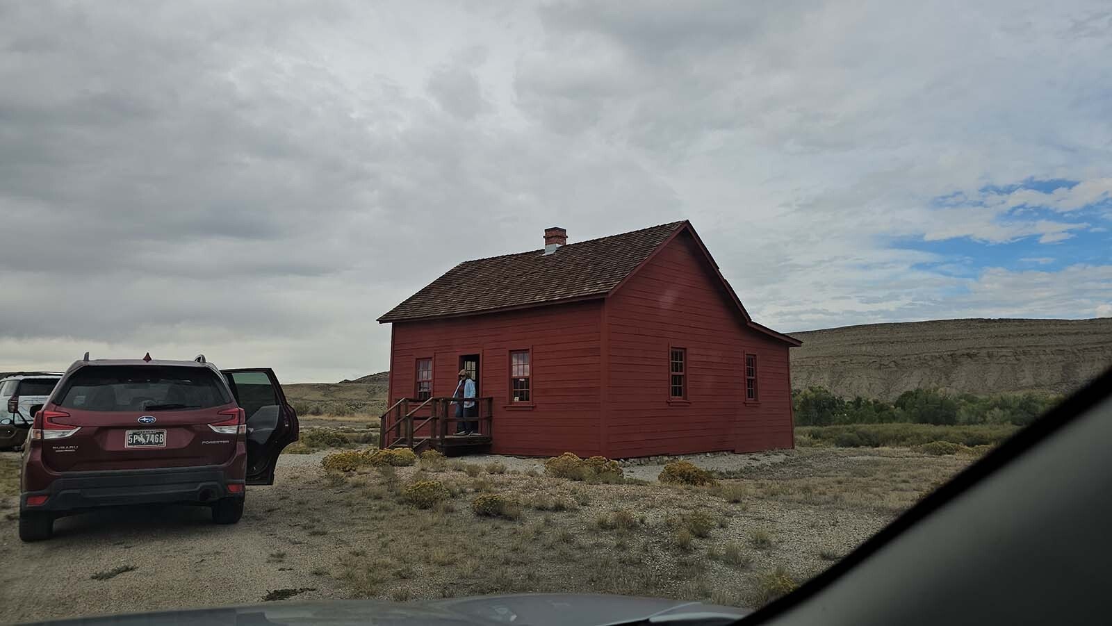Everyone got to drive past the gates at Fort Steele for during  the Alliance for Historic Wyoming's Lincoln Highway "Unbarred" tour.