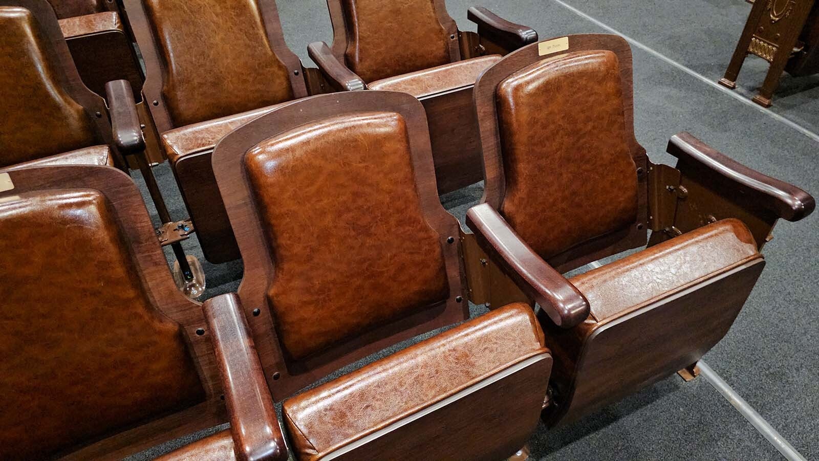 Seats at the Parco Theatre in Sinclair were restored to look like the original horsehair seats. The theater was among many sights seen along the way during the Alliance for Historic Wyoming's Lincoln Highway "Unbarred" tour.