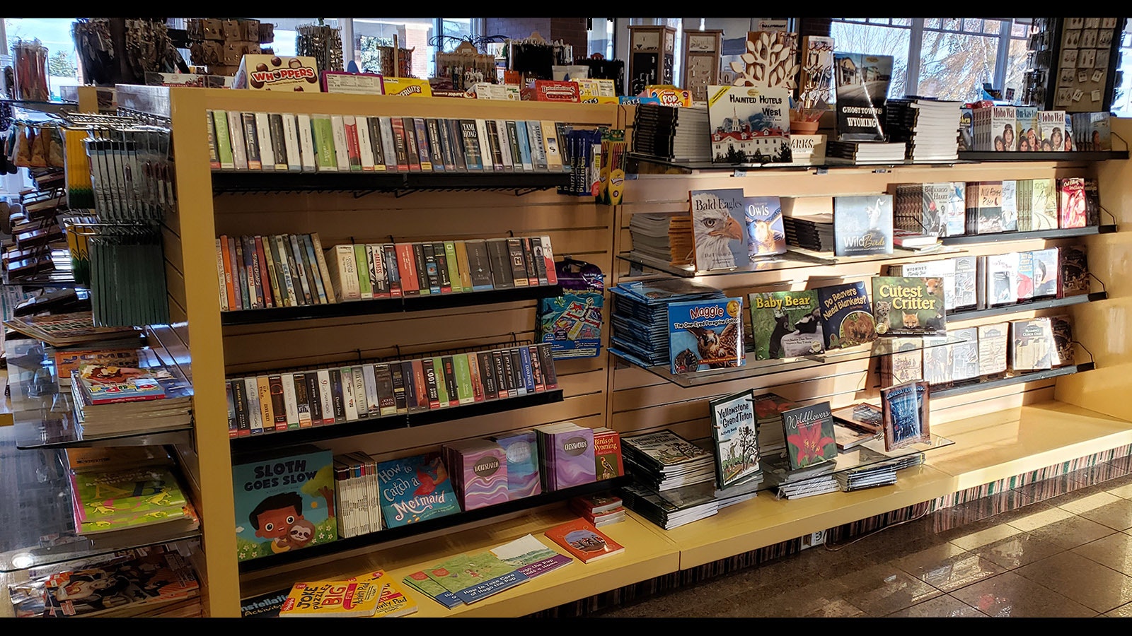 A variety of books about Wyoming are for sale at the Little America travel stop.