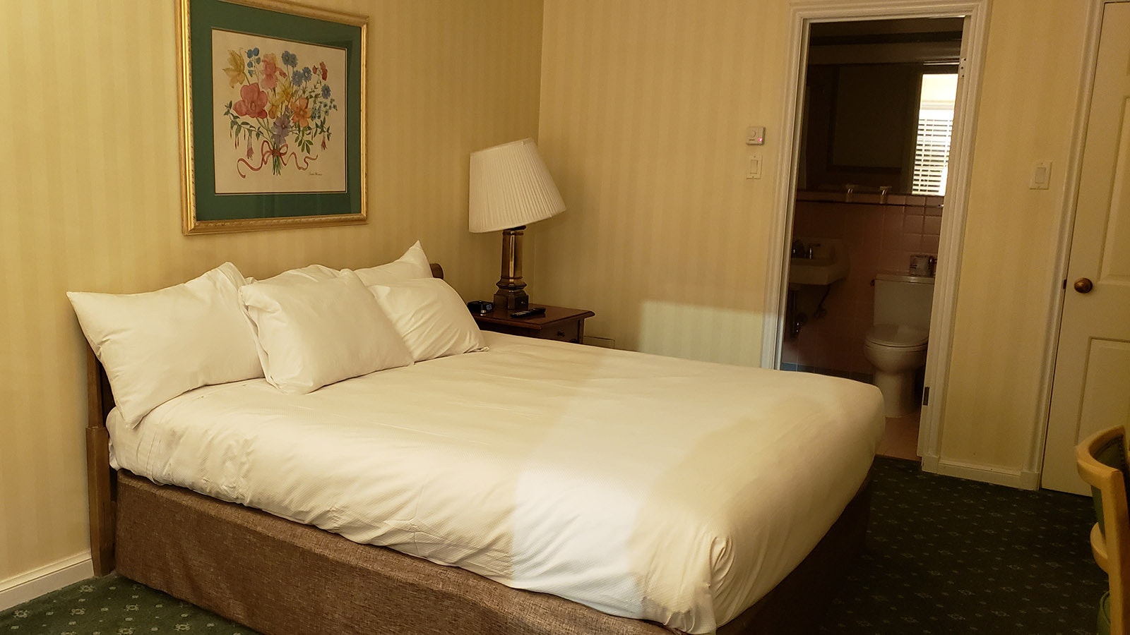 Rooms are sizable and clean with a comfortable bed for weary travelers.