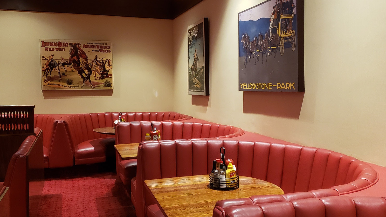The seating dates back to the 1950s along with throwback billboards hanging on the walls.