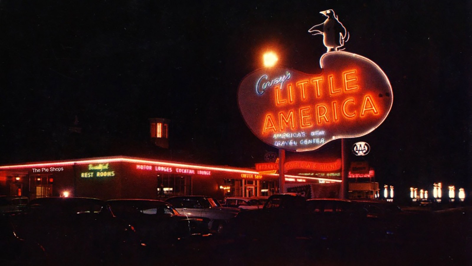 The classic neon of Little America in the 1950s and 1960s.