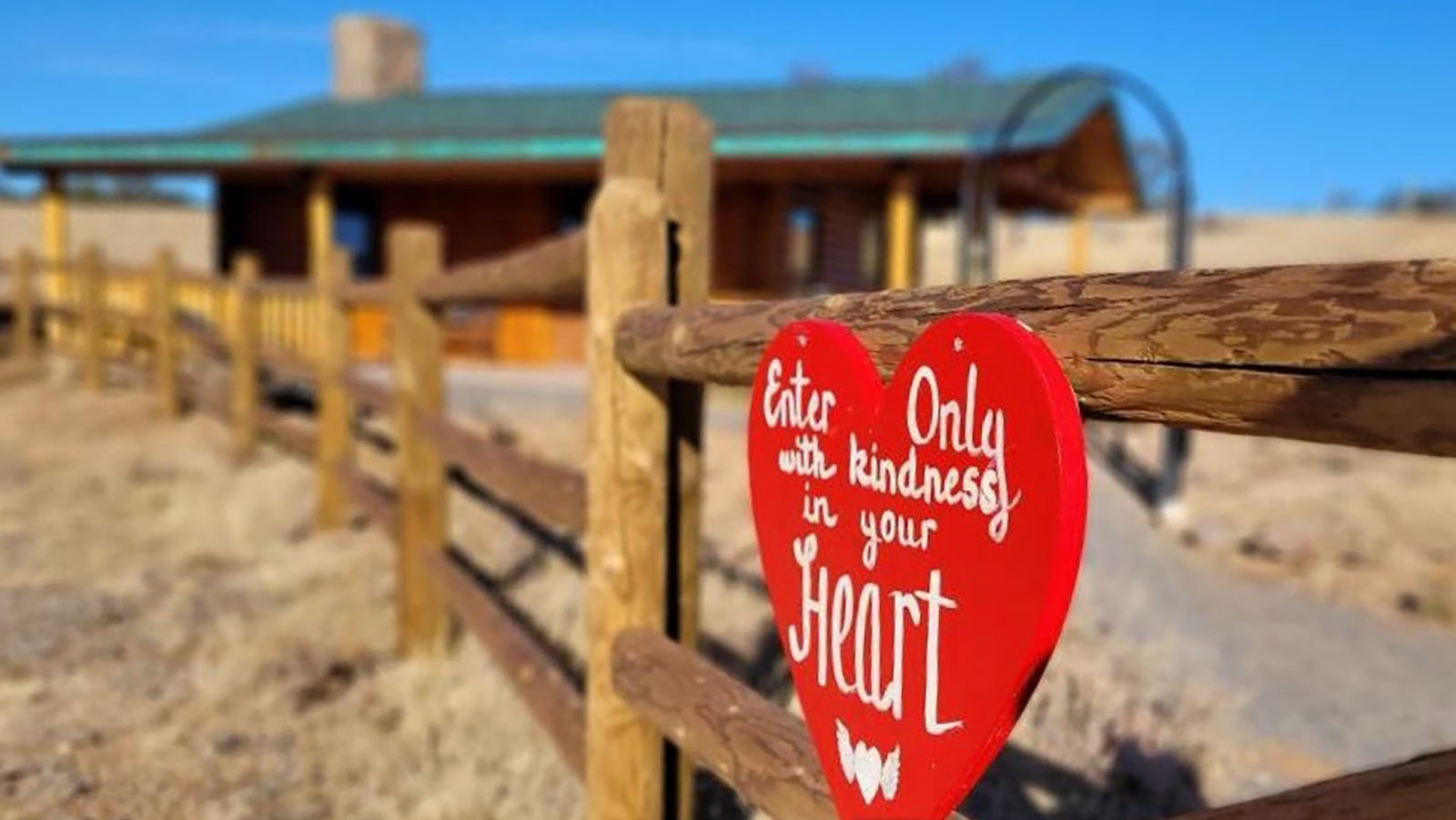This red heart sign tells visitors to the new Little House on the Park at Curt Gowdy State Park shares the vision for the feature that began as whispers between father and daughter.