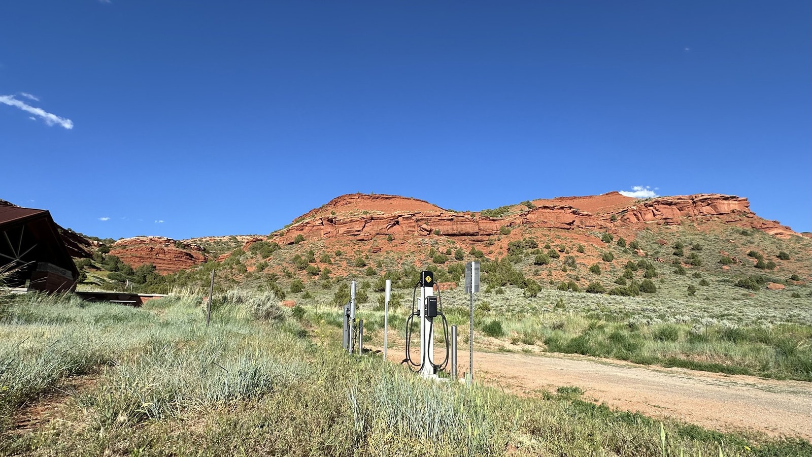 This solar-powered EV charging station on the 5,000-acre Red Canyon Ranch in the middle of nowhere near Lander, Wyoming, was put there as part of a test to see how EVs perform in the brutal Wyoming weather and rugged terrain.