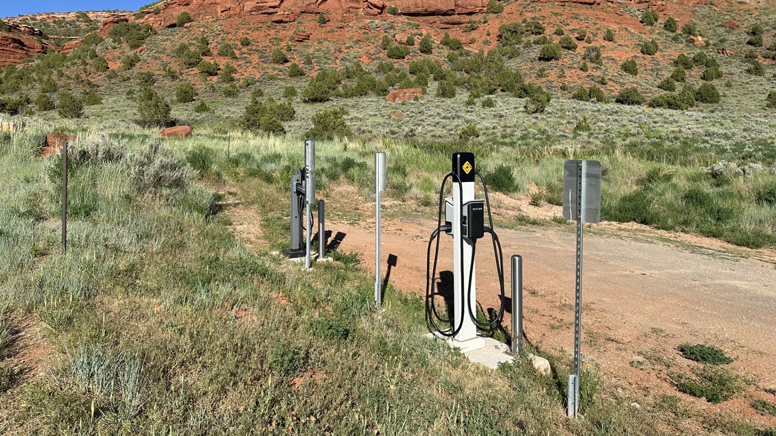 This solar-powered EV charging station on the 5,000-acre Red Canyon Ranch in the middle of nowhere near Lander, Wyoming, was put there as part of a test to see how EVs perform in the brutal Wyoming weather and rugged terrain.
