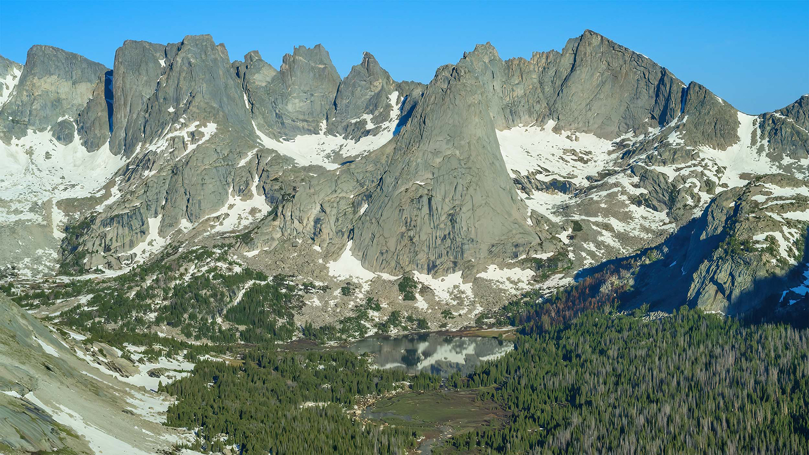 Lonesome Lake is one of Wyoming’s premiere hiking destinations, at the foot of the Cirque of Towers, at the southern end of the Wind River Range mountains.