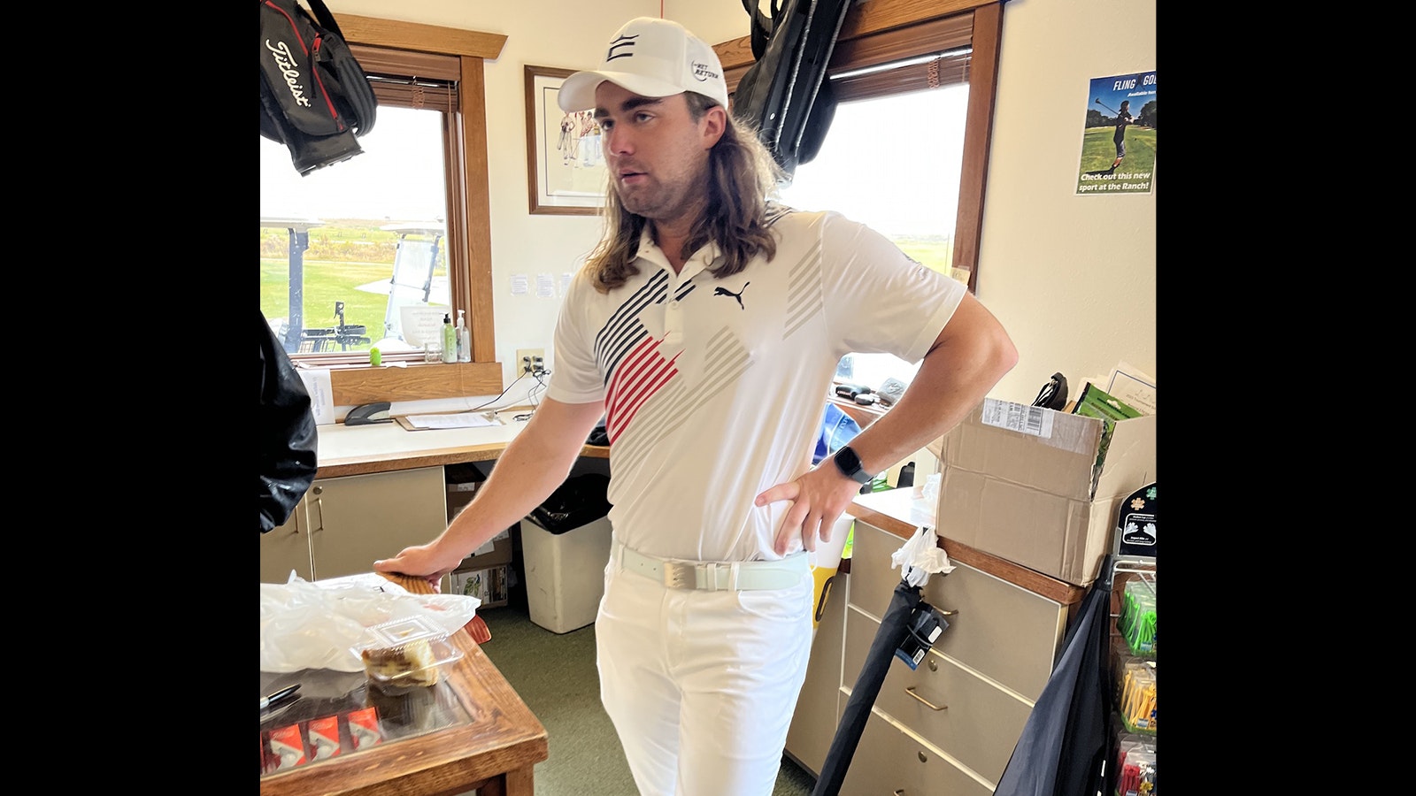Kyle Berkshire at the pro shop at Rochelle Ranch Golf Course in Rawlins, Wyoming, on Oct. 2.