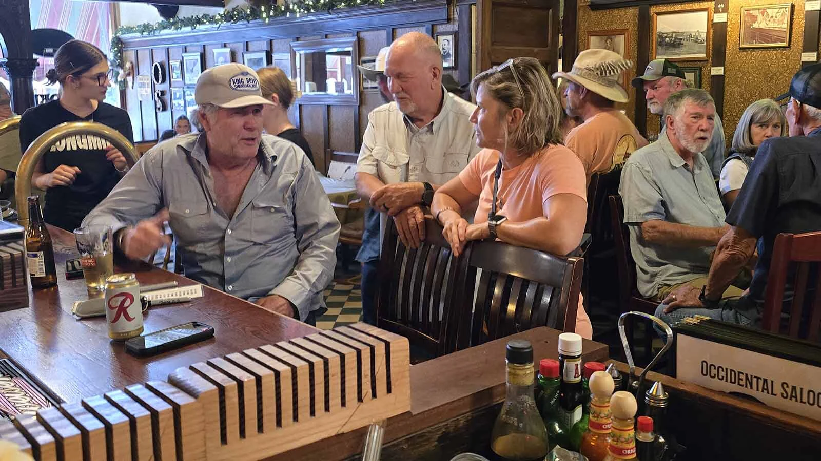 Walt Longmire actor Robert Taylor chats with fans as they pass by in the Occidental Saloon during Longmire Days in Buffalo.