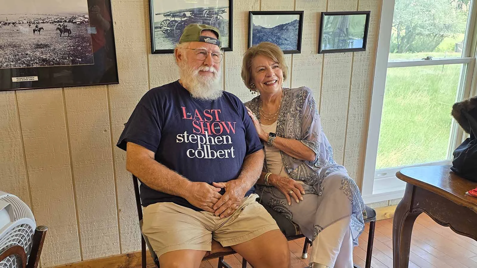 Louanne Stephens poses with fan Dennis Litton during the annual Brunch with Ruby during Longmire Days in Buffalo.
