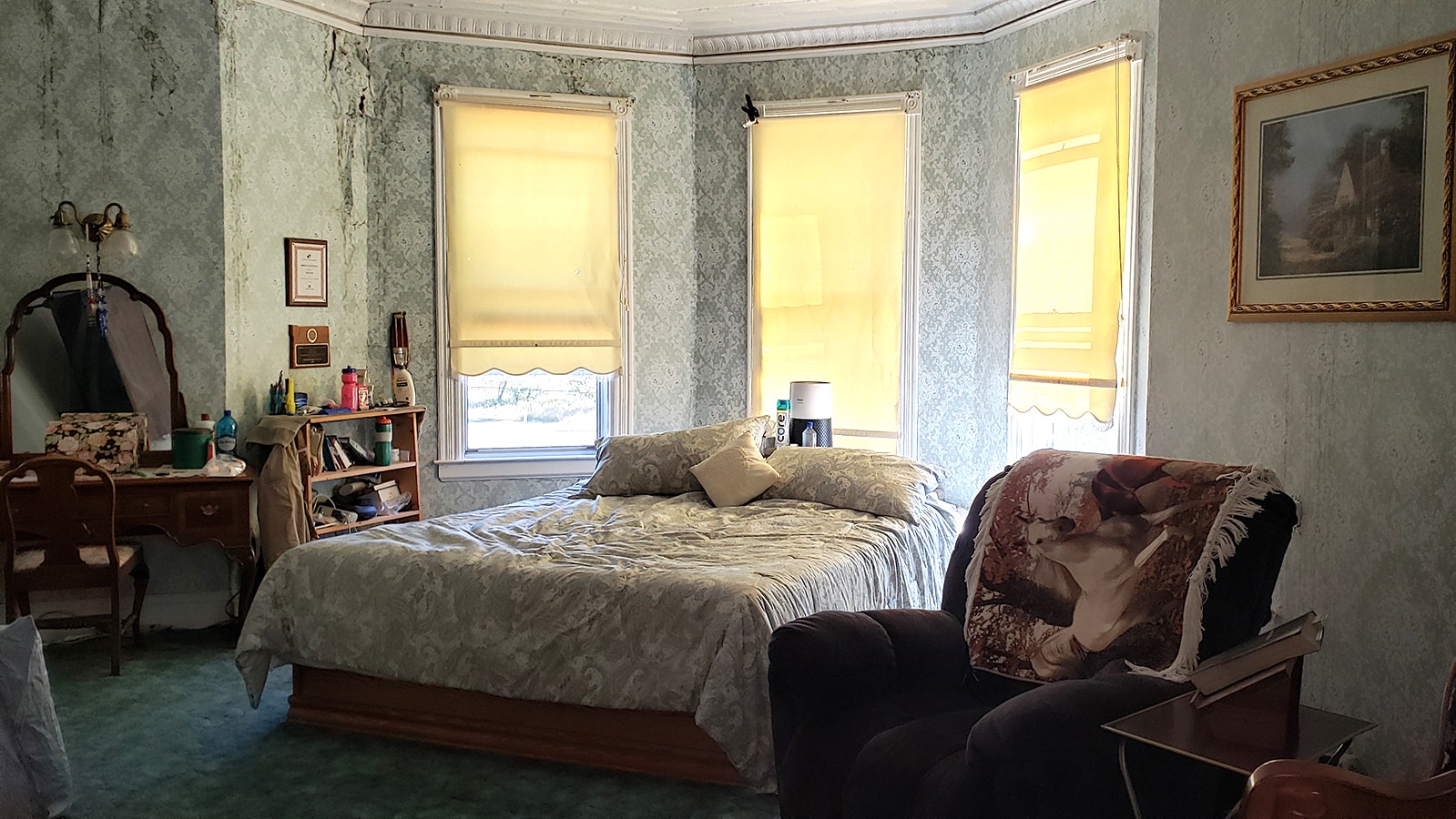 The master bedroom at the J.B. Okie Mansion.