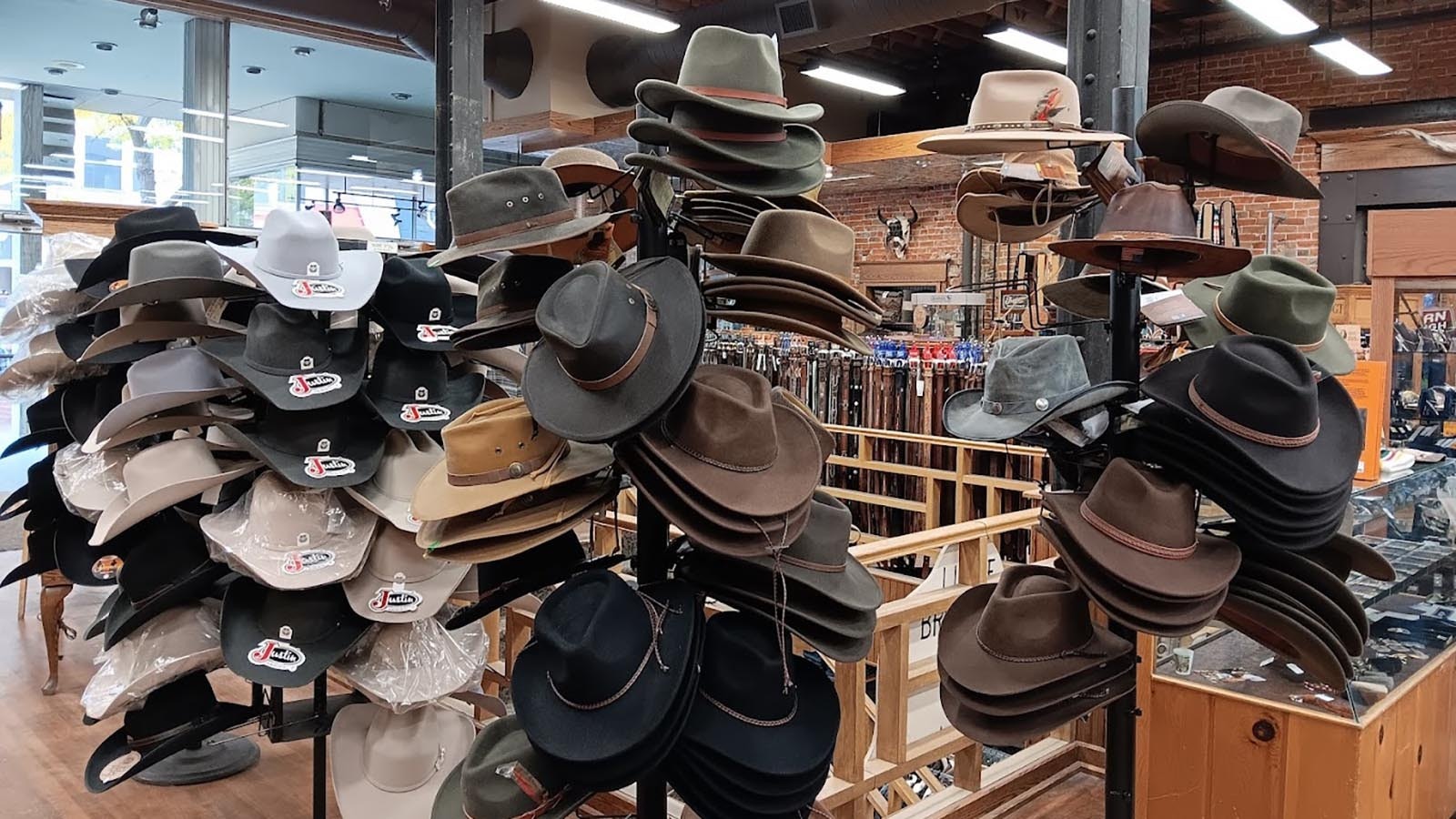 The giant cowboy hat rack calls to anyone who ever wanted to be a cowboy.