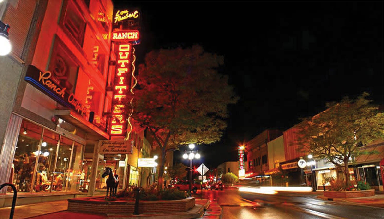 The Lou Taubert sign really stands out at night when its neon in in its full glory.