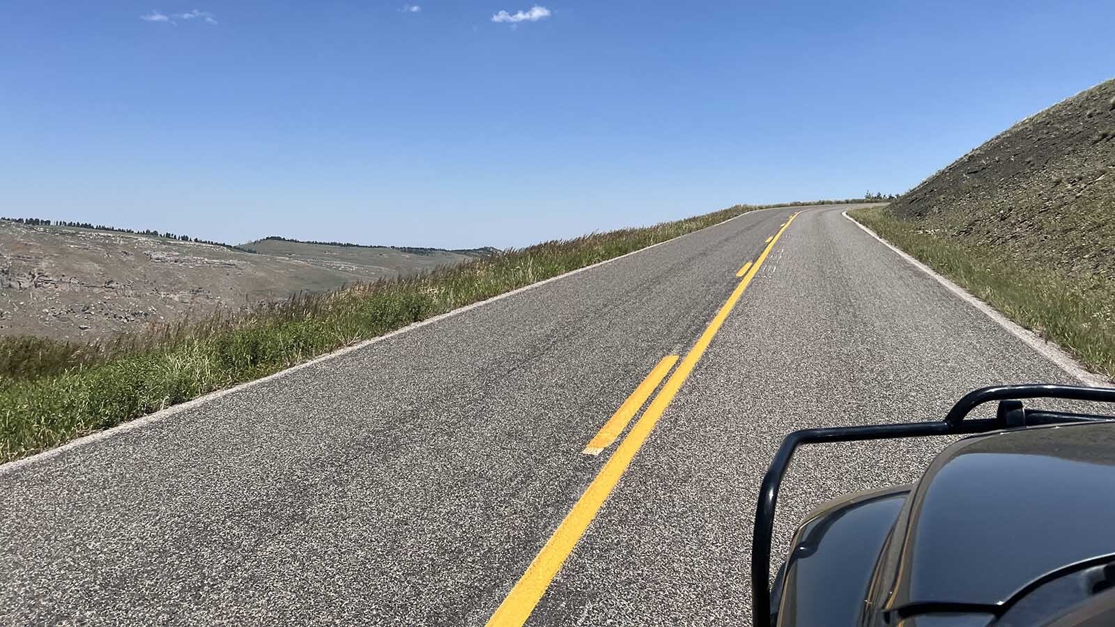 Coming in from the Sinks Canyon side, the Lewis Lake Loop Road near Lander climbs a dizzying set of switchbacks. Thankfully, that section of the road is paved.
