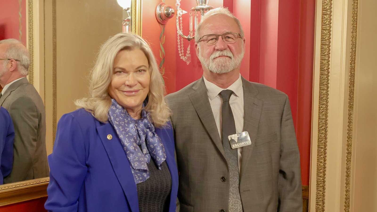 U.S. Sen. Cynthia Lummis, left, and Troy Lake in Washington, D.C., prior to Tuesday night's State of the State address. Lake, the Cheyenne diesel mechanic pardoned by President Trump, was Lummis' guest to the address.