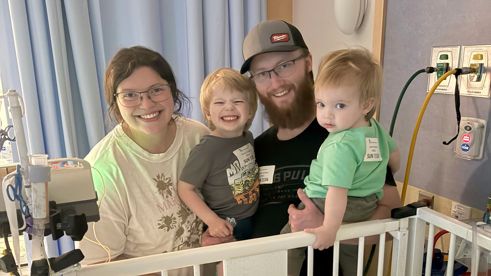 Taylor and Nick Hockaday visit Lorelai with their two sons during her months-long hospital journey.