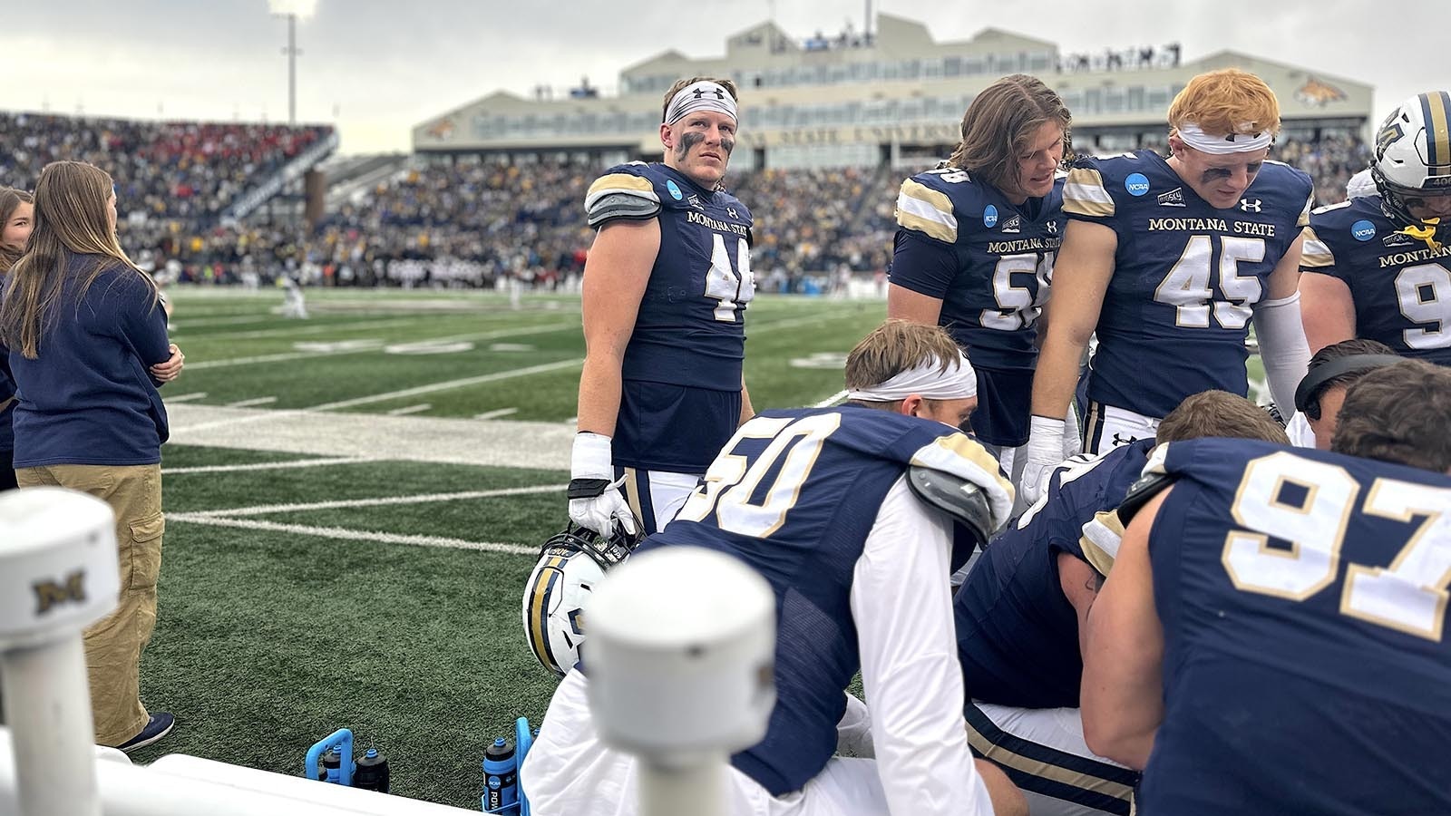 Laramie’s loss, Bozeman’s gain: No. 44 Jake Vigen left Laramie High to play for Gallatin High School in Bozeman. He’s now a sophomore defensive end playing for his father’s undefeated Bobcats.