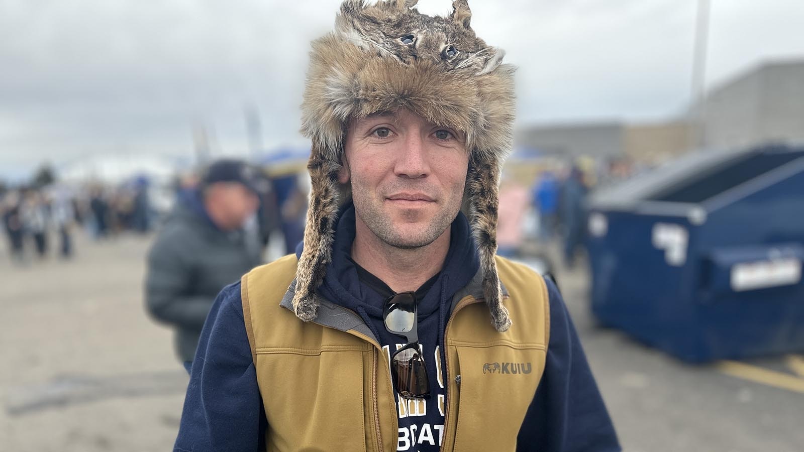 A sold out crowd packed the parking lot around Bobcat Stadium before the semifinal showdown with South Dakota. Ryan Harris, Montana State University class of 2011, made the trip up from Golden, Colorado, and brought a hat made with a real bobcat pelt.