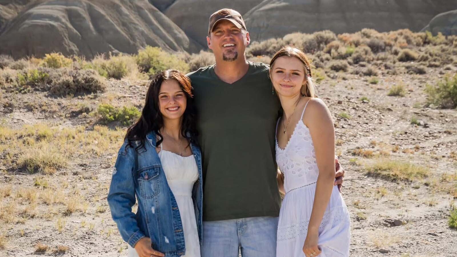 Macey Dawn Bradshaw of Lyman, Wyoming, was shot and killed by her ex-boyfriend in a murder suicide less than three weeks ago despite family warnings. Bradshaw’s family now shares their story to try and stop similar horrific outcomes. She's pictured at left with father Justin Bradshaw and older sister Taylor.