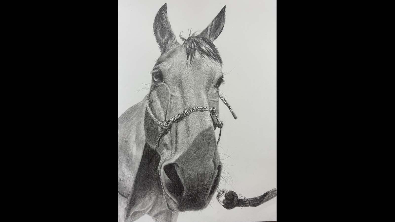 Maggie Booth’s drawing of a horse apparently ready for the saddle and called “Waiting” also was chosen for display at the Wyoming governor’s residence.