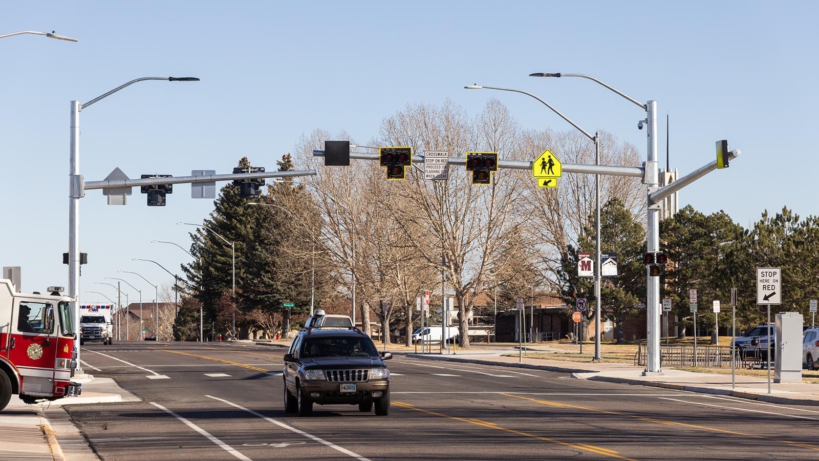 The new School Zone crossing at Western Hills Boulevard and Moccasin Avenue at McCormick Jr. High in Cheyenne.