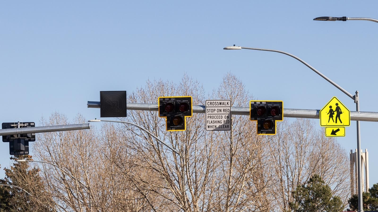 The new School Zone crossing at Western Hills Boulevard and Moccasin Avenue at McCormick Jr. High in Cheyenne.